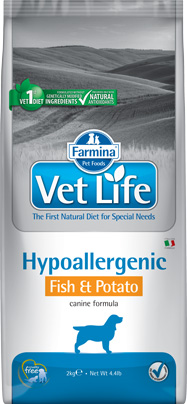 FARMINA VET LIFE HYPOALLERGENIC для собак при пищевой аллергии с рыбой и картофелем 2кг