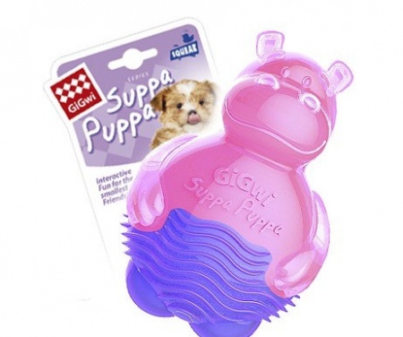 Игрушка для собак "Suppa Puppa. Бегемотик" с пищалкой, 10 см GiGwi