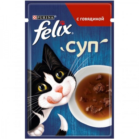 Пауч Felix суп для взрослых кошек с говядиной 48 г