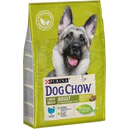 Сухой корм Purina Dog Chow для взрослых собак крупных пород старше 2 лет с индейкой 2,5кг