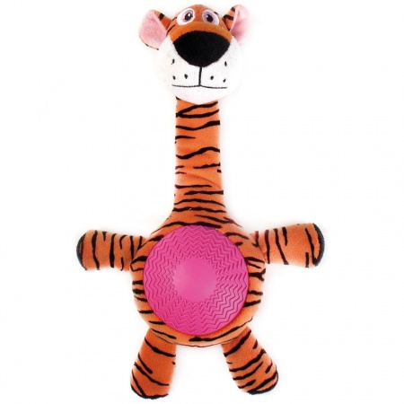 Игрушка Aveva плюшевая с резиновым животиком и пищалкой "Тигр", 21 см