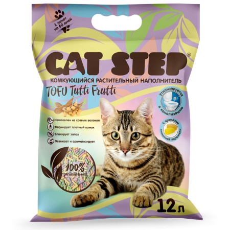 Наполнитель Cat Step Tofu Tutti Frutti для кошачьих туалетов растительный комкующийся 12л