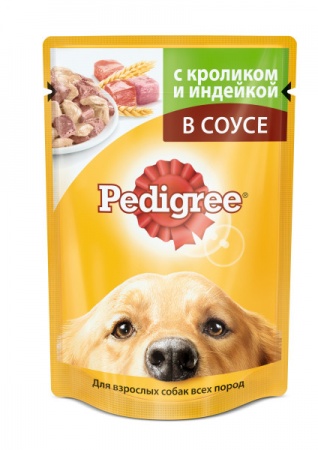 Пауч PEDIGREE® для взрослых собак всех пород, с кроликом и индейкой в соусе, 100г