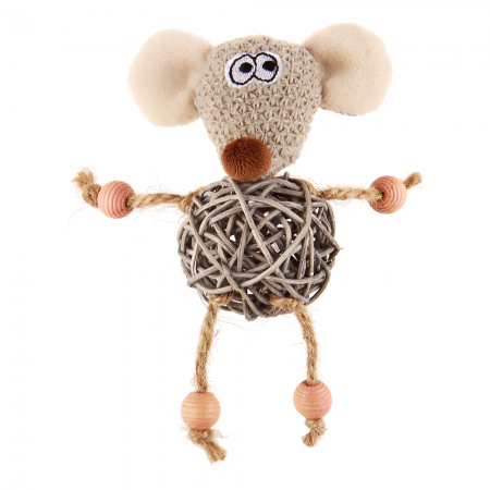 Игрушка для кошек  "GiGwi" Мышка с плетеным мячиком и колокольчиком 75521