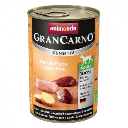 Консервы для собак Animonda Gran Carno Sensetiv Adult с чувствительным пищеварением, индейка, картофель 400г