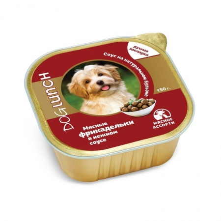 Dog Lunch консервы для собак Мясные фрикадельки в соусе мясное ассорти 150г