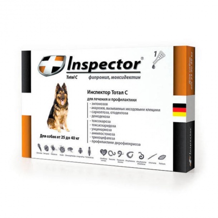 INSPECTOR капли для собак весом 25-40 кг от наружных и внутренних паразитов