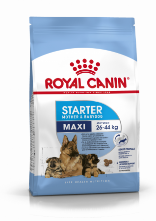 Корм Royal Canin для щенков крупных пород от 3 недель до 2 месяцев, беременных и кормящих сук, Maxi Starter 4кг