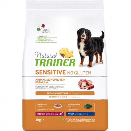 Trainer Natural Sensitive сухой корм для взрослых собак средних и крупных пород с уткой 3 кг