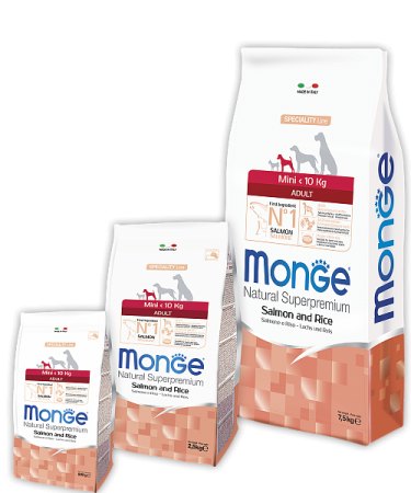 Monge Dog Speciality Mini корм для взрослых собак мелких пород лосось с рисом 800г