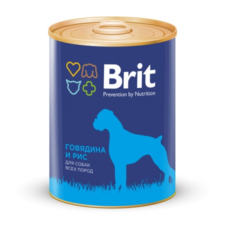 Консервы Brit Premium Beef & Rice для взрослых собак всех пород склонных к полноте с говядиной и рисом  850г