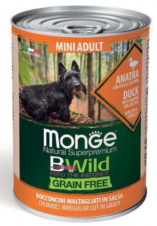 Monge DoG BWild консервы из утки с тыквой и кабачками для собак мини пород 400г