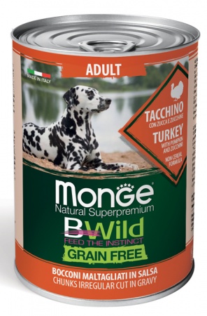 Monge DoG BWild консервы из индейки с тыквой и кабачками для собак всех пород 400г