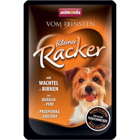 Пауч Animonda Vom Feinsten Kleiner Racker для собак, c перепелами и грушей, 85г