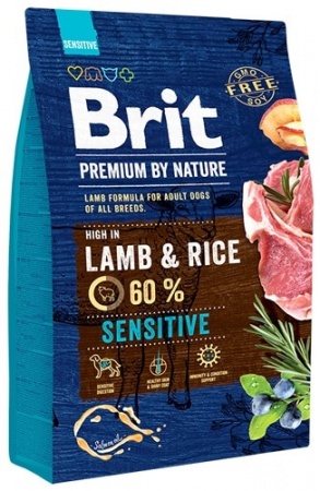 Brit Premium by Nature Sensitive Lamb & Rice корм для взрослых собак с чувствительным пищеварением 3кг