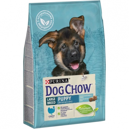 Сухой корм Purina Dog Chow Puppy Large Breed для щенков крупных пород до 2 лет с индейкой 2,5кг