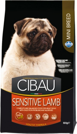 Cibau Sensitive Lamb Mini корм для взрослых собак мини пород с чувствительным пищеварением и аллергией 800г