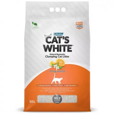 Cat's White наполнитель комкующийся с ароматом апельсина для кошачьего туалета 10л