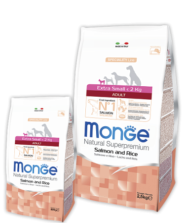 Monge Dog Speciality Extra Small корм для взрослых собак миниатюрных пород лосось с рисом 800г