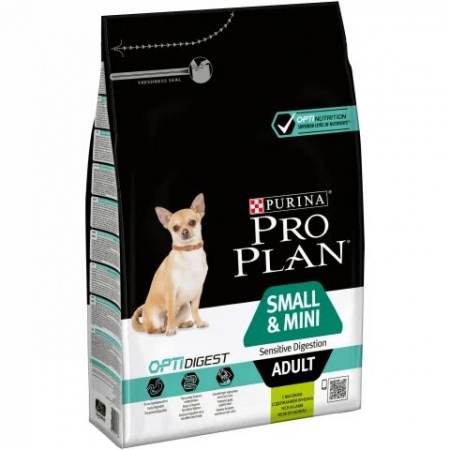 Pro Plan для взрослых собак мелких пород с чувствительным пищеварением с ягненком и рисом 3кг