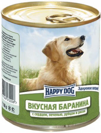 Консервы для собак Happy Dog "Вкусная баранина" с сердцем, печенью, рубцом и рисом, 750 г