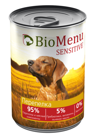 Консервы для собак BioMenu Sensitive Перепелка 410г