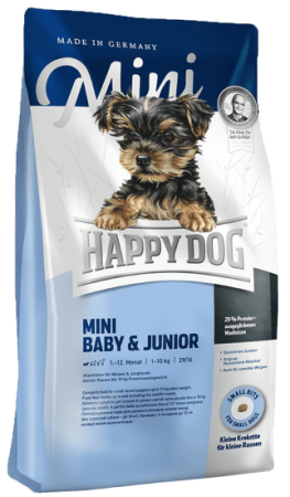 Корм Happy Dog Mini Baby & Junior для щенков мелких пород с птицей и лососем 4кг