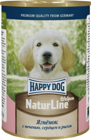 Консервы Happy Dog Natur Line Welpen ягненок с печенью, сердцем и рисом для щенков 400г