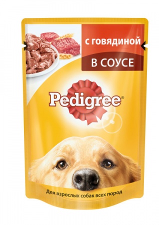 Паучи PEDIGREE® для взрослых собак всех пород, с говядиной в соусе, 100г