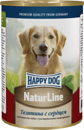 Консервы Happy Dog Телятина с сердцем для собак всех пород и щенков с 20 недели жизни 400г
