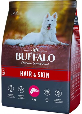 Сухой корм Mr.Buffalo M/L Hair & Skin Care с лососем для собак средних и крупных пород 2 кг