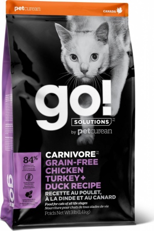 Сухой беззерновой корм для котят и кошек GO! "Carnivore", 4 вида мяса, 1,4 кг