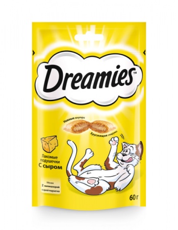 Лакомство для кошек Dreamies подушечки с сыром, 60г