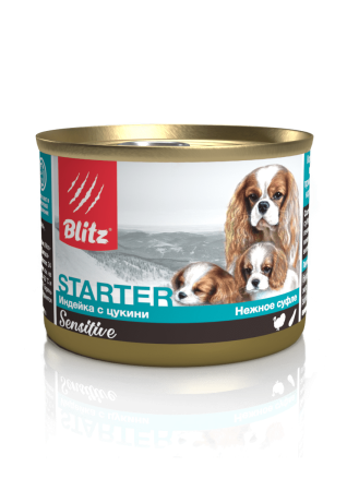 BLITZ Starter консервы для щенков, беременных и кормящих сук индейка с цукини 200г