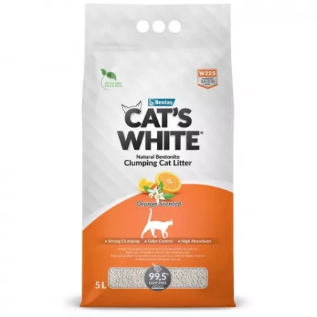 Cat's White наполнитель комкующийся с ароматом апельсина для кошачьего туалета 5л