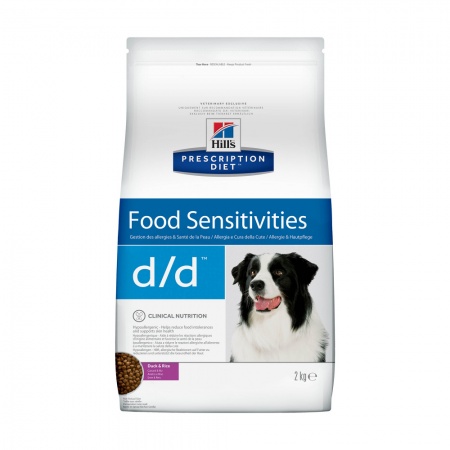 Корм для собак Hill's Prescription Diet d/d Food Sensitivities при аллергии, заболеваниях кожи и неблагоприятной реакции на пищу, с уткой и рисом 2кг