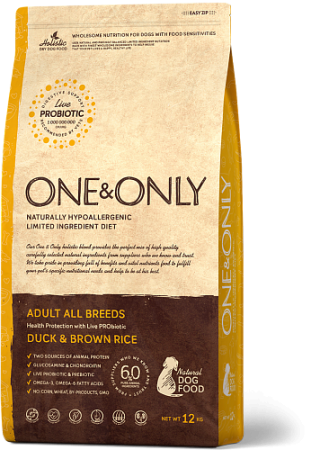 ONE&ONLY All Breeds Duck&Rice для взрослых собак всех пород с уткой и рисом 12кг
