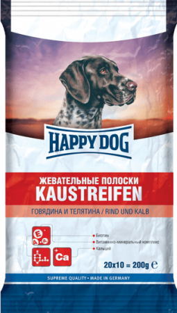Жевательные полоски Happy Dog для собак с говядиной и телятиной 200г