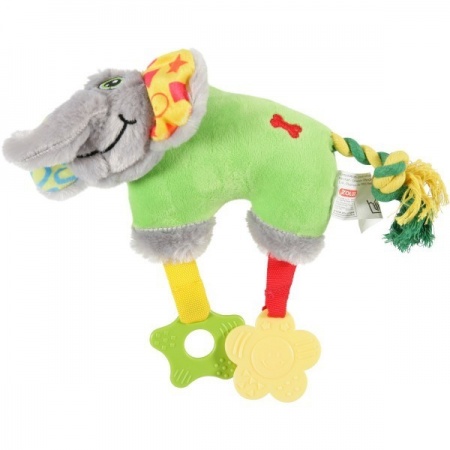 Игрушка плюшевая для собак Zolux "Слон", зелёная, 20x30 см