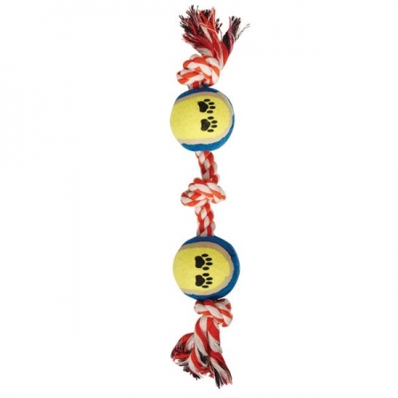 Игрушка для собак "Веревка цветная" (3 узла, 2 мяча), 35 см TRIOL