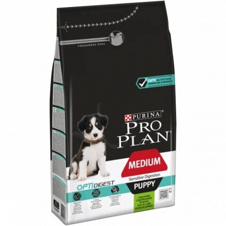 Pro Plan для щенков средних пород с чувствительным пищеварением с ягненком и рисом 1,5кг