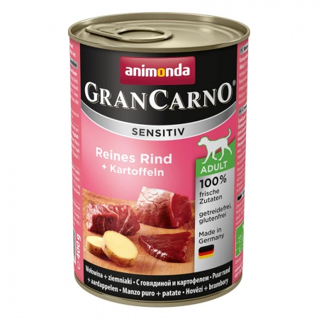 Консервы для собак Animonda Gran Carno Sensetiv Adult с чувствительным пищеварением, говядина, картофель 400г