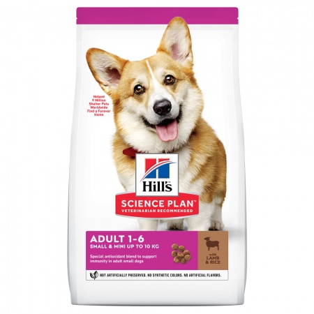 Корм Hill's Science Plan для взрослых собак мелких пород для поддержания здорового иммунитета, с ягненком и рисом 1,5 кг