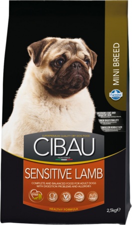 Cibau Sensitive Lamb Mini корм для взрослых собак мини пород с чувствительным пищеварением и аллергией. Ягненок 2,5кг