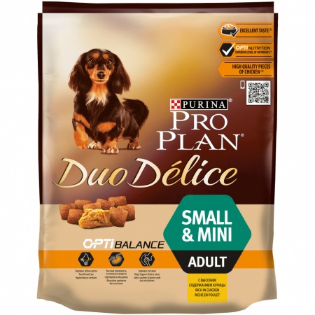 Pro Plan DUO DÉLICE для взрослых собак мелких и карликовых пород с курицей и рисом 700г
