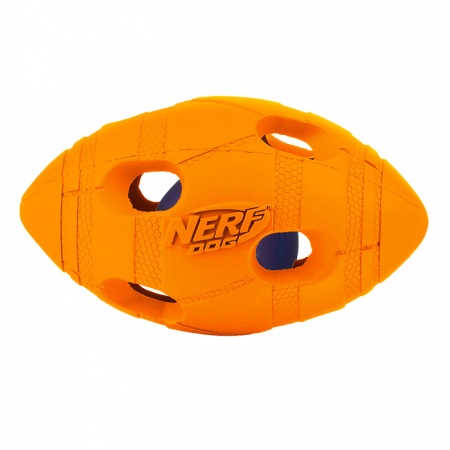 Игрушка для собак Nerf Dog "Мяч для регби светящийся", 10 см