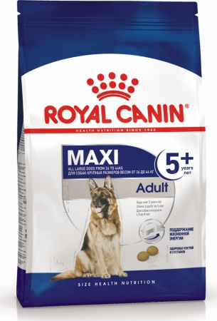 Корм Royal Canin для взрослых собак крупных пород: 26-44 кг, от 5 лет, Maxi Adult 5+ 15кг