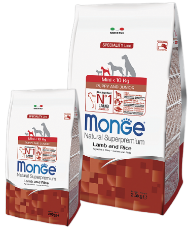Monge Dog Speciality Mini корм для щенков мелких пород ягненок с рисом и картофелем 800г