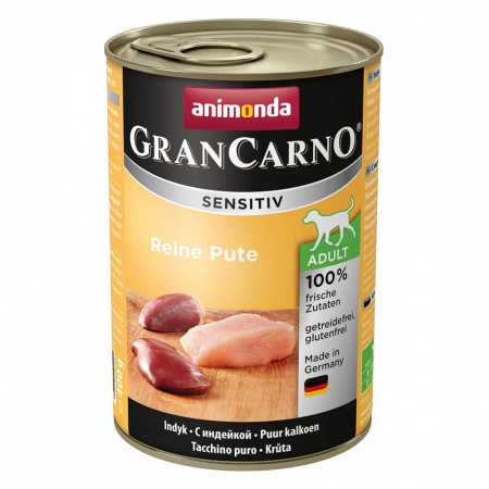Консервы для собак Animonda Gran Carno Sensetiv Adult с чувствительным пищеварением, индейка 400г