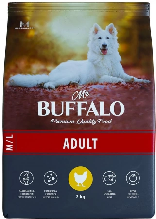 Сухой корм Mr.Buffalo Adult M/L с курицей для собак средних и крупных пород 2 кг